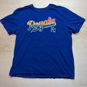 Kansas City Royals Pride Rainbow t-shirt baseball 2XL Blue 47 Brand New Era MLB
